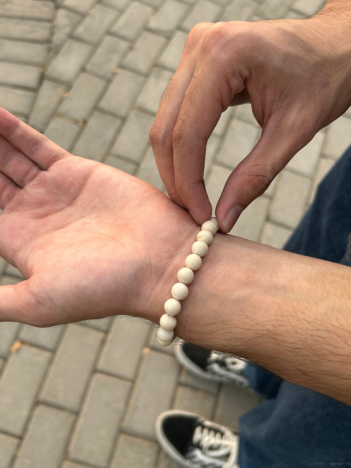 White-Agate Matte Beads Bracelet