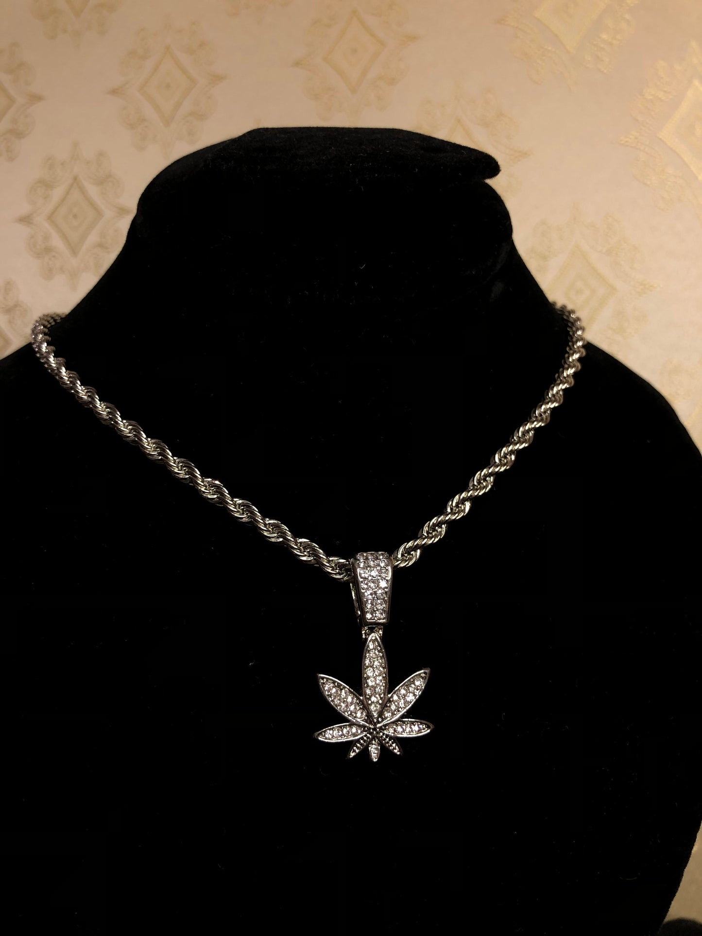 Weed Leaf Iced Out Pendant