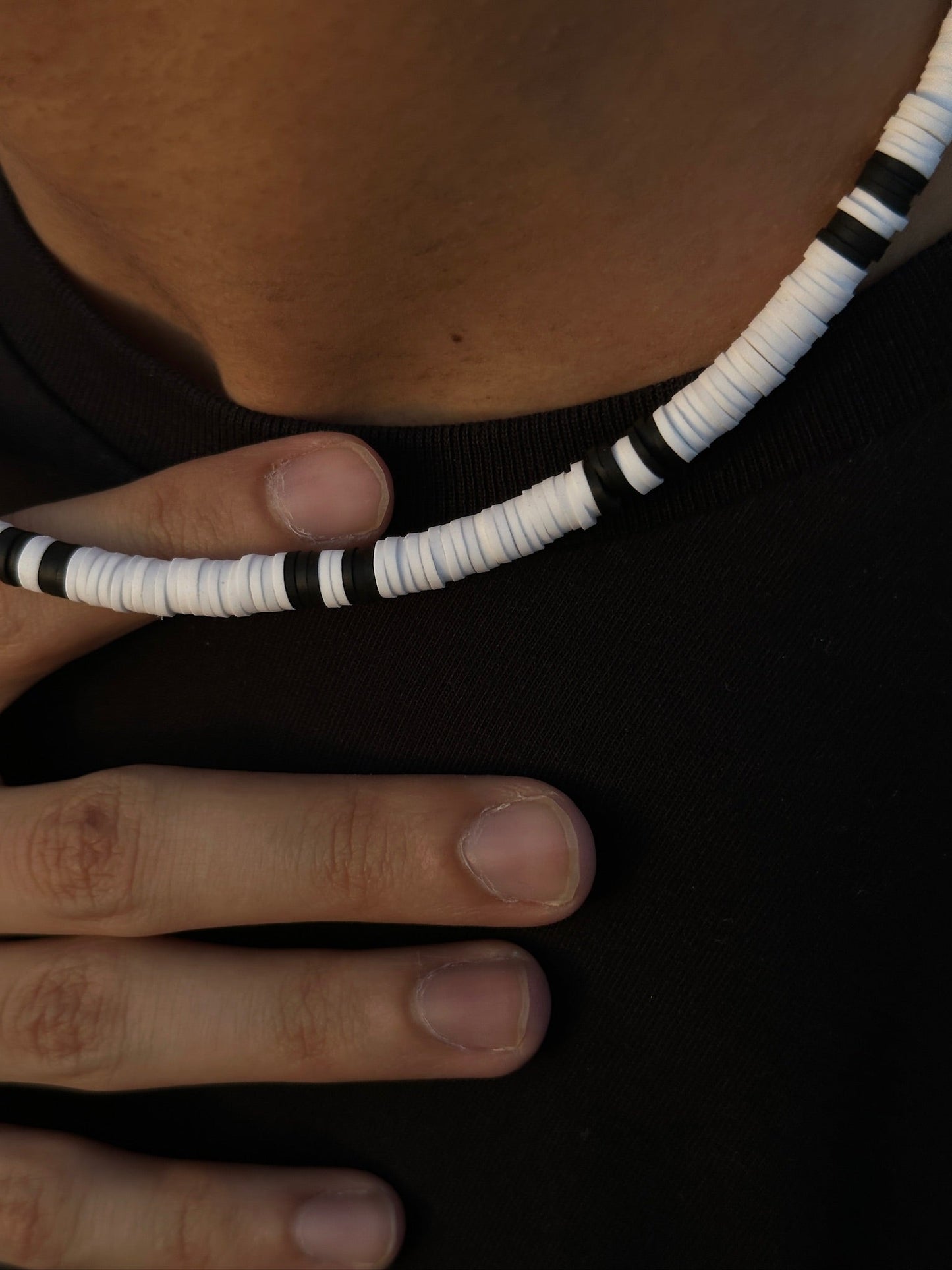 White-Black Clay Choker Necklace