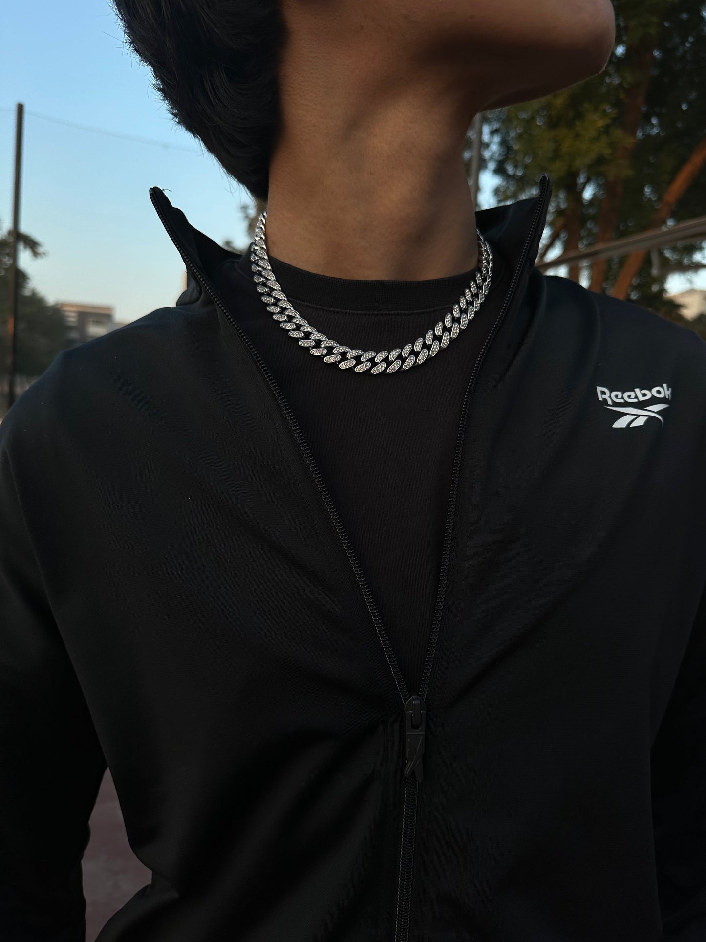 Double Link Silver Iced Out Chain