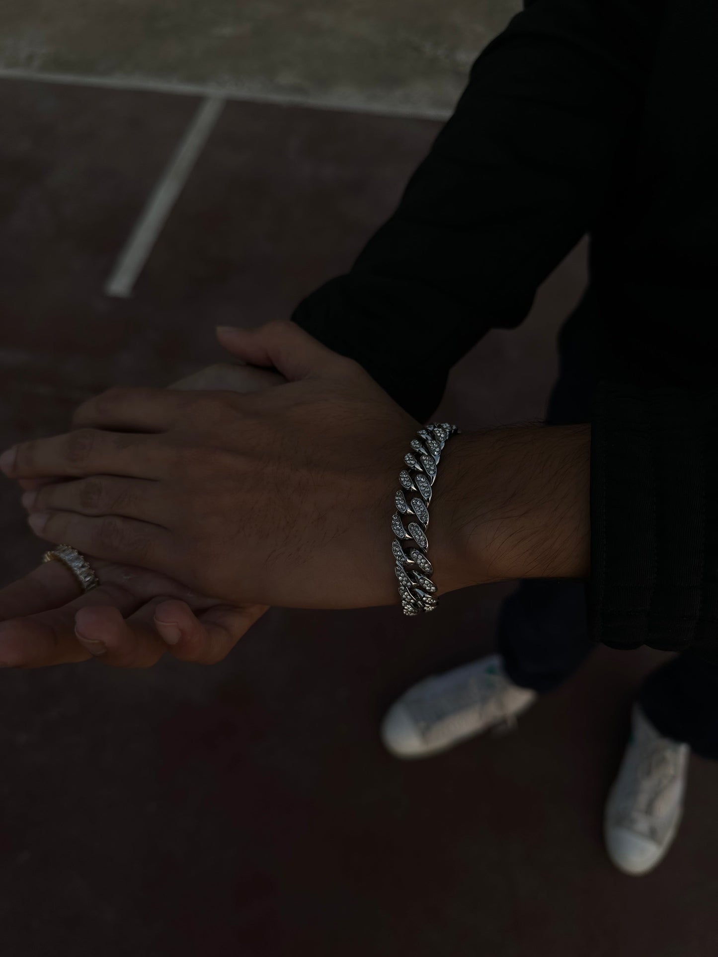 Double Link Silver Iced Out Bracelet